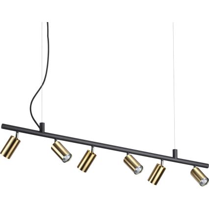 Ideal Lux - LED-Hängeleuchte an Schnur DYNAMITE 6xGU10/7W/230V CRI 90 schwarz/Messing