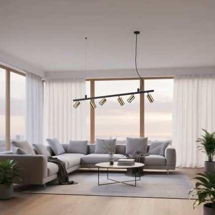 Ideal Lux - LED-Hängeleuchte an Schnur DYNAMITE 6xGU10/7W/230V CRI 90 schwarz/Messing