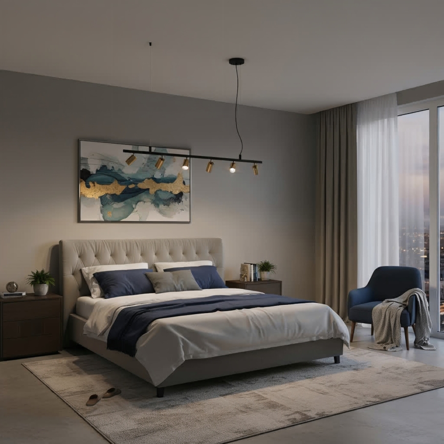 Ideal Lux - LED-Hängeleuchte an Schnur DYNAMITE 6xGU10/7W/230V CRI 90 schwarz/Messing