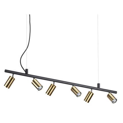 Ideal Lux - LED-Hängeleuchte an Schnur DYNAMITE 6xGU10/7W/230V CRI 90 schwarz/Messing