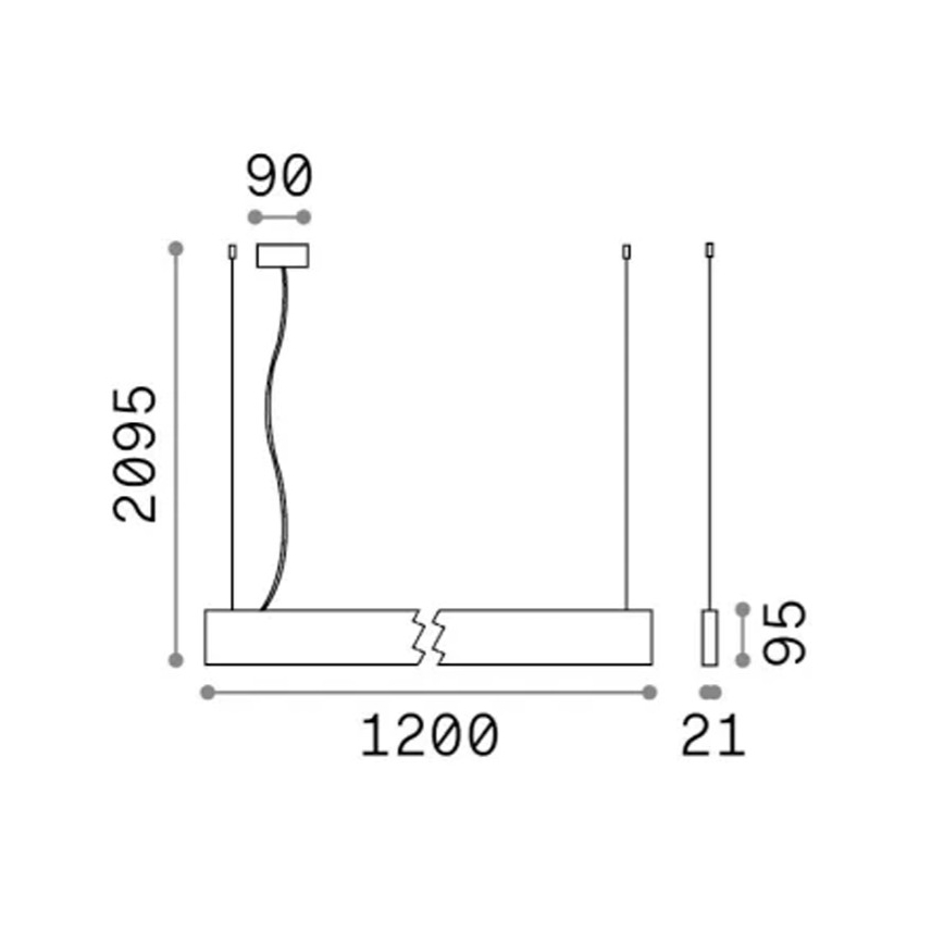 Ideal Lux - LED-Hängeleuchte an Stahlseil STEEL LED/29W/230V 3000K CRI 90 120 cm schwarz