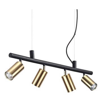 Ideal Lux - LED-Hängeleuchte DYNAMITE 4xGU10/7W/230V CRI 90 schwarz/Messing