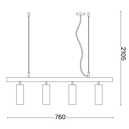 Ideal Lux - LED-Hängeleuchte DYNAMITE 4xGU10/7W/230V CRI 90 schwarz/Messing