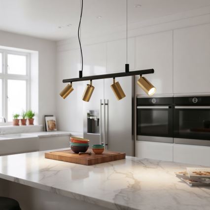 Ideal Lux - LED-Hängeleuchte DYNAMITE 4xGU10/7W/230V CRI 90 schwarz/Messing