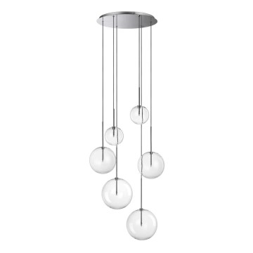 Ideal Lux - LED-Hängeleuchte EQUINOXE 6xG4/2W/230V d 65 cm glänzendes Chrom/klar