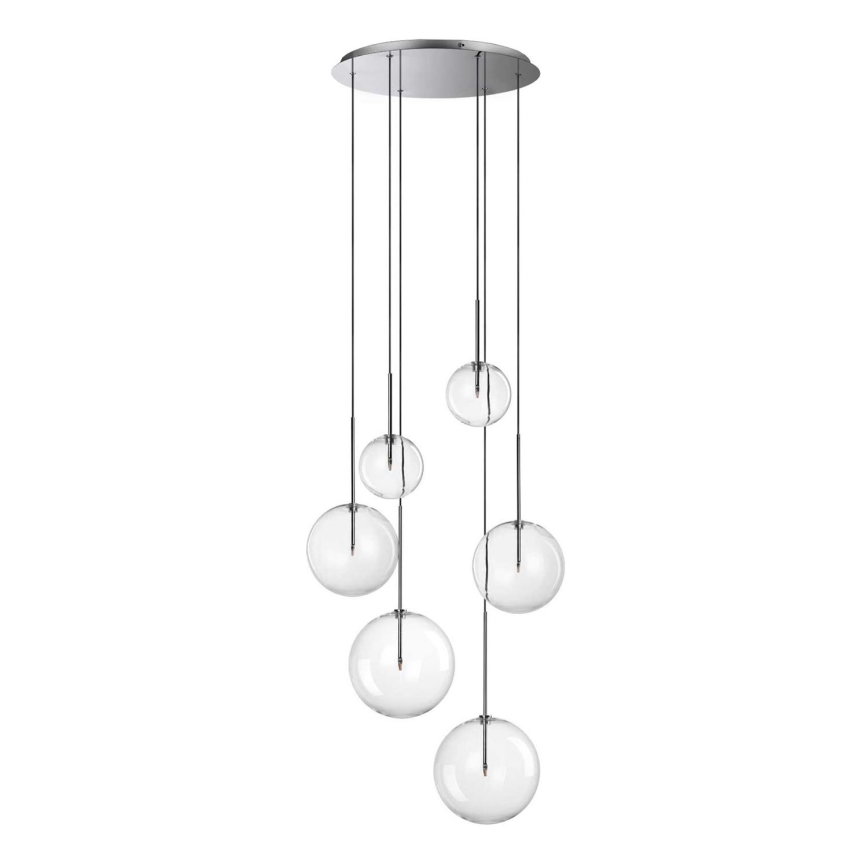 Ideal Lux - LED-Hängeleuchte EQUINOXE 6xG4/2W/230V d 65 cm glänzendes Chrom/klar