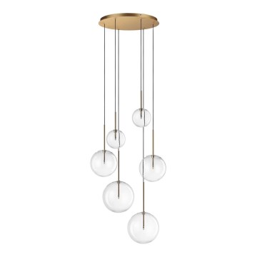 Ideal Lux - LED-Hängeleuchte EQUINOXE 6xG4/2W/230V d 65 cm Messing/klar