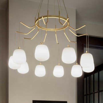Ideal Lux - LED-Hängeleuchte KAROUSEL 10xG9/3W/230V d 82,5 cm Messing