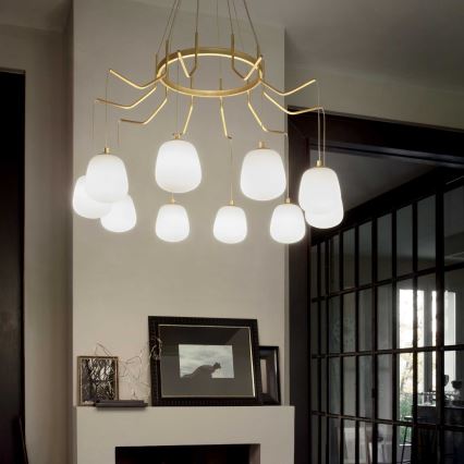 Ideal Lux - LED-Hängeleuchte KAROUSEL 10xG9/3W/230V d 82,5 cm Messing