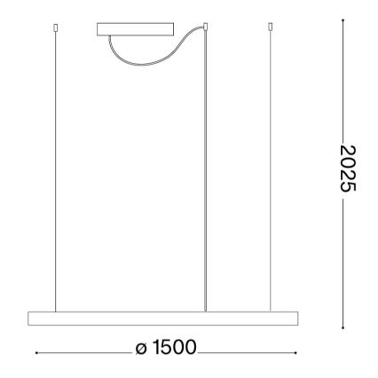 Ideal Lux - LED-Pendelleuchte mit Seilaufhängung ORACLE SLIM LED/83W/230V 3000K CRI 90 Ø 150 cm goldfarben
