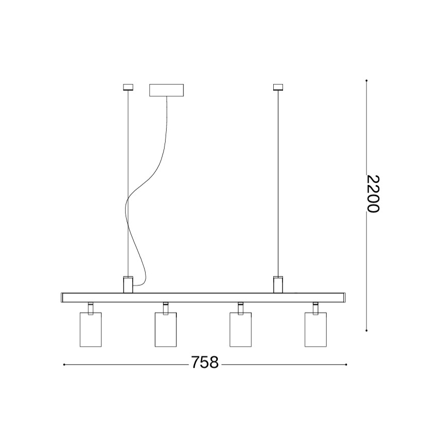 Ideal Lux - LED-Hängeleuchte mit Stahlseilaufhängung DYNAMITE 4xGU10/7W/230V CRI 90 Messing