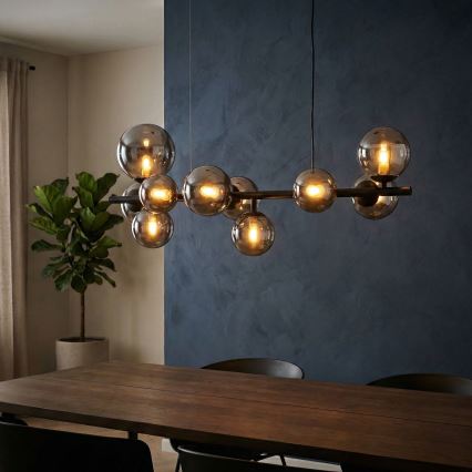 Ideal Lux - LED-Hängeleuchte PERLAGE 10xG9/3W/230V 81 cm schwarz/rauchig