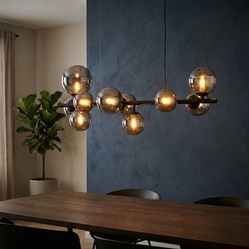 Ideal Lux - LED-Hängeleuchte PERLAGE 10xG9/3W/230V 81 cm schwarz/rauchig