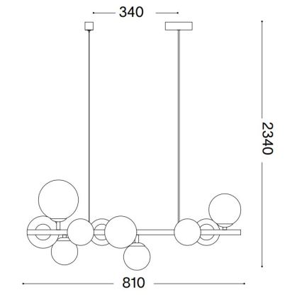 Ideal Lux - LED-Hängeleuchte PERLAGE 10xG9/3W/230V 81 cm schwarz/rauchig