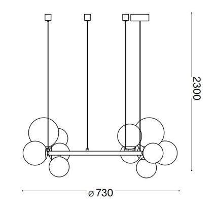 Ideal Lux - LED-Hängeleuchte PERLAGE 11xG9/3W/230V d 73 cm golden/rauchig
