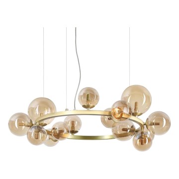 Ideal Lux - LED-Hängeleuchte PERLAGE 14xG9/3W/230V d 85 cm golden/rauchig