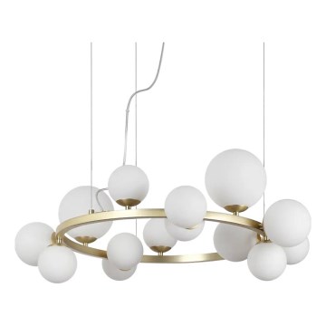 Ideal Lux - LED-Hängeleuchte PERLAGE 14xG9/3W/230V d 85 cm golden/weiß