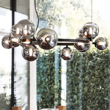 Ideal Lux - LED-Hängeleuchte PERLAGE 14xG9/3W/230V d 85 cm schwarz/rauchig