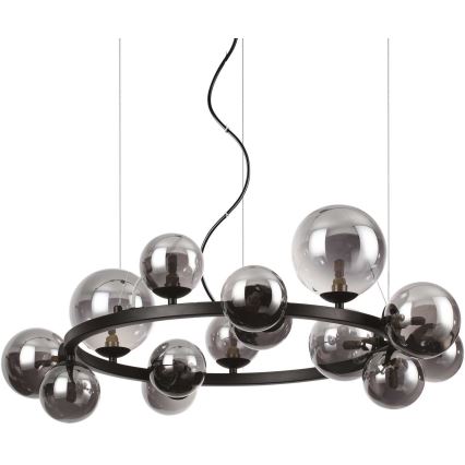 Ideal Lux - LED-Hängeleuchte PERLAGE 14xG9/3W/230V d 85 cm schwarz/rauchig