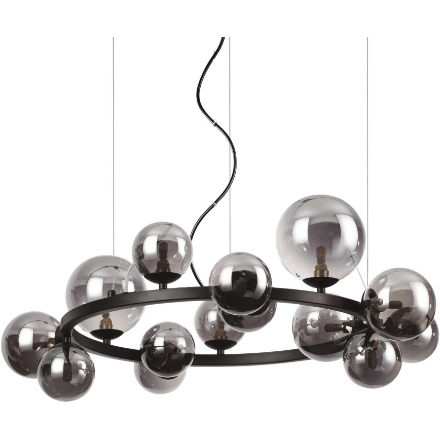 Ideal Lux - LED-Hängeleuchte PERLAGE 14xG9/3W/230V d 85 cm schwarz/rauchig