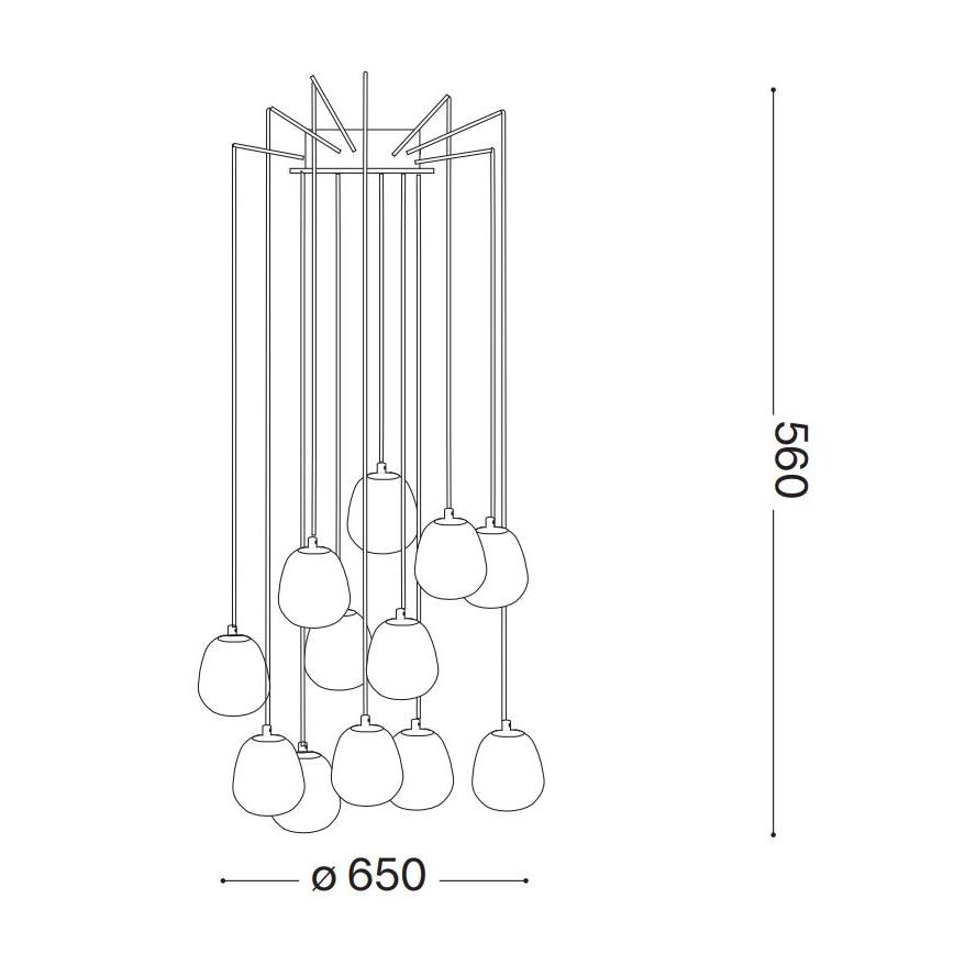 Ideal Lux - LED-Hängeleuchte RHAPSODY 12xG9/3W/230V Messing