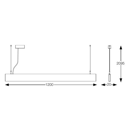 Ideal Lux - LED-Hängeleuchte STEEL mit Kabelaufhängung, 29 W, 230 V, 3000 K, CRI 90, 120 cm, weiß