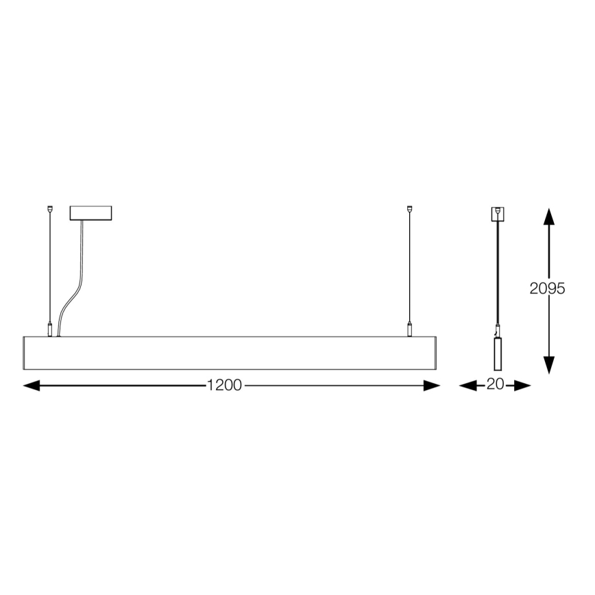 Ideal Lux - LED-Hängeleuchte STEEL mit Kabelaufhängung, 29 W, 230 V, 3000 K, CRI 90, 120 cm, weiß