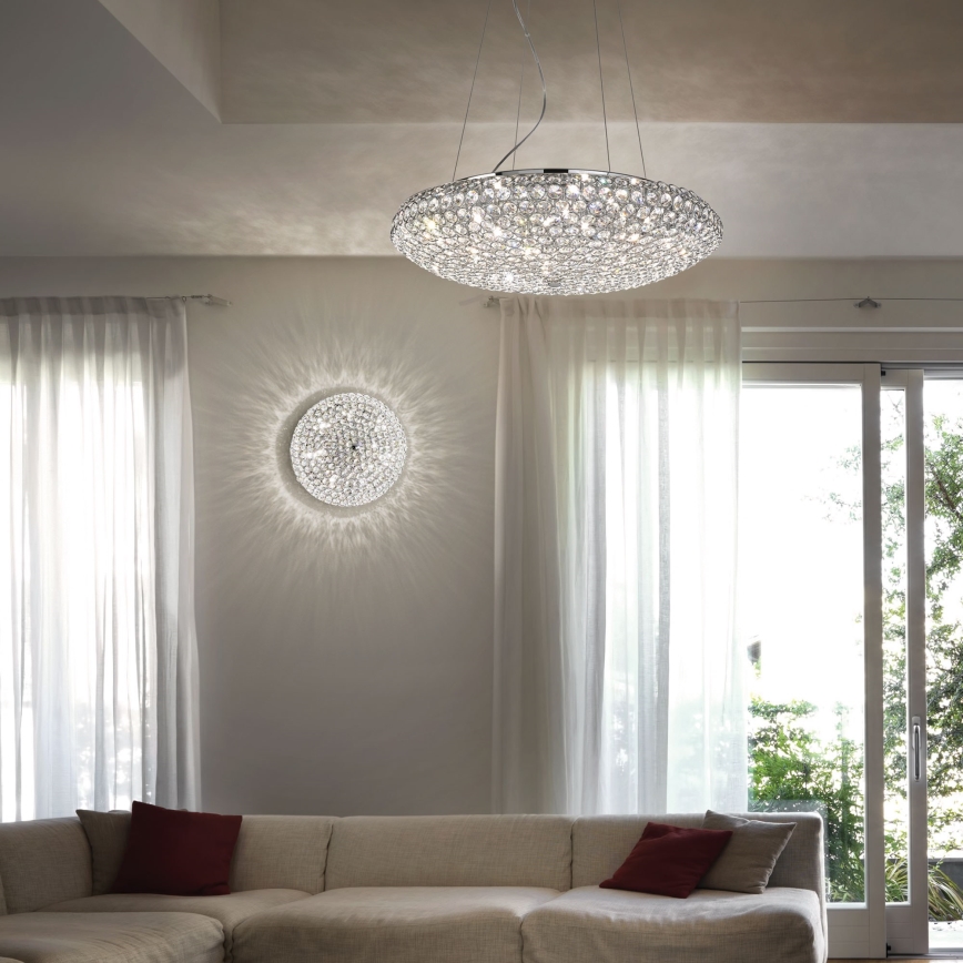 Ideal Lux - LED-Kristall-Deckenleuchte KING 5xG9/3W/230V d 38 cm glänzendes Chrom