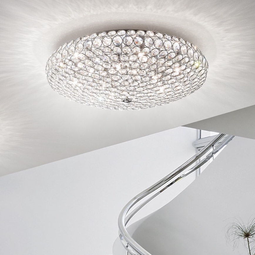 Ideal Lux - LED-Kristall-Deckenleuchte KING 9xG9/3W/230V d 53,5 cm glänzendes Chrom