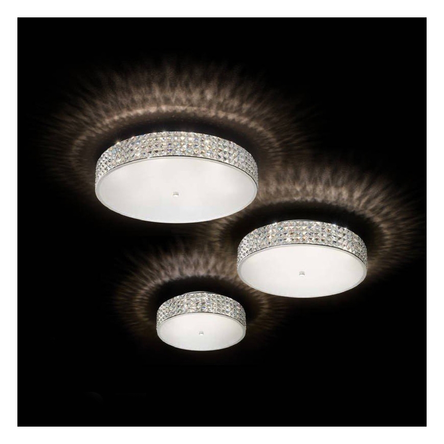 Ideal Lux - LED-Kristall-Deckenleuchte ROMA 9xG9/3W/230V d 50 cm glänzendes Chrom
