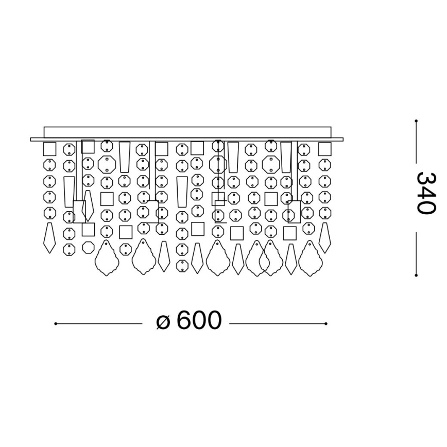 Ideal Lux - LED-Kristall-Deckenleuchte ROYAL 12xG9/3W/230V d 60 cm glänzendes Chrom