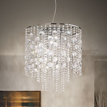 Ideal Lux - LED-Kristall-Kronleuchter an Aufhängung EVASIONE 10xG9/3W/230V d 51 cm glänzendes Chrom