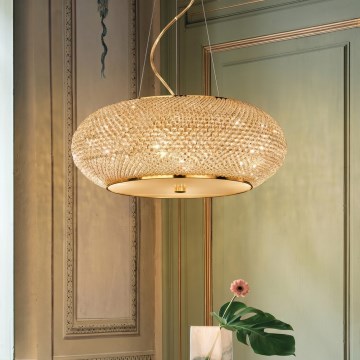Ideal Lux - LED-Kristall-Kronleuchter an Kabel PASHA 14xE14/40W/230V Ø 65 cm goldfarben