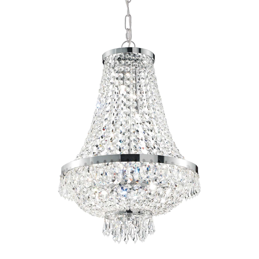 Ideal Lux - LED-Kristallkronleuchter an Kette CAESAR 12xG9/3W/230V Ø 55 cm glänzender Chrom