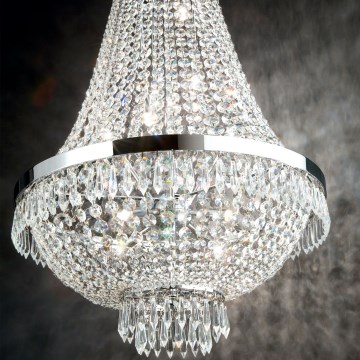 Ideal Lux - LED-Kristall-Kronleuchter an Kette CAESAR 6xG9/3W/230V d 38 cm glänzendes Chrom