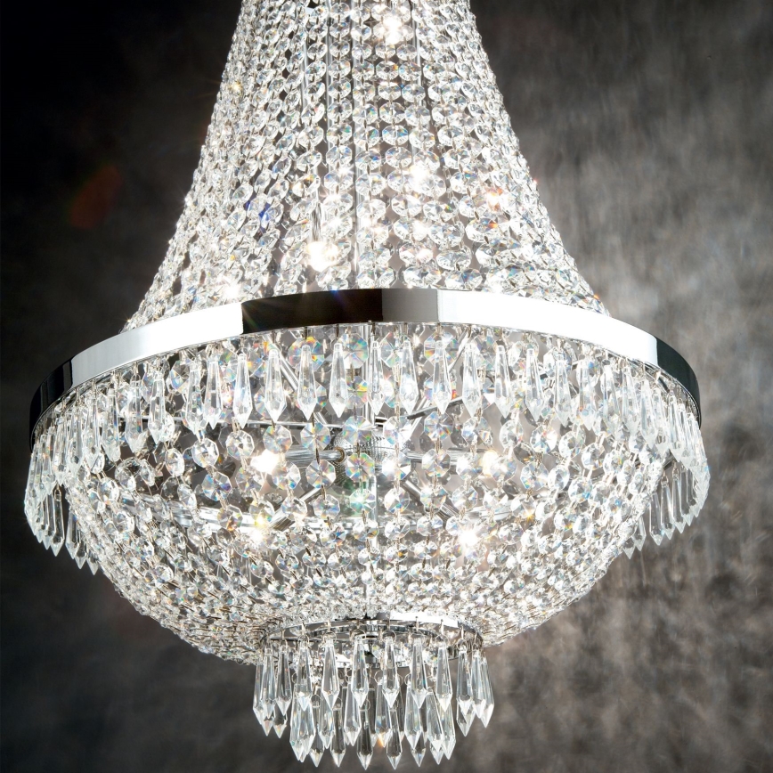 Ideal Lux - LED-Kristall-Kronleuchter an Kette CAESAR 6xG9/3W/230V d 38 cm glänzendes Chrom