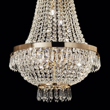 Ideal Lux - LED-Kristall-Kronleuchter an Kette CAESAR 6xG9/3W/230V d 38 cm golden