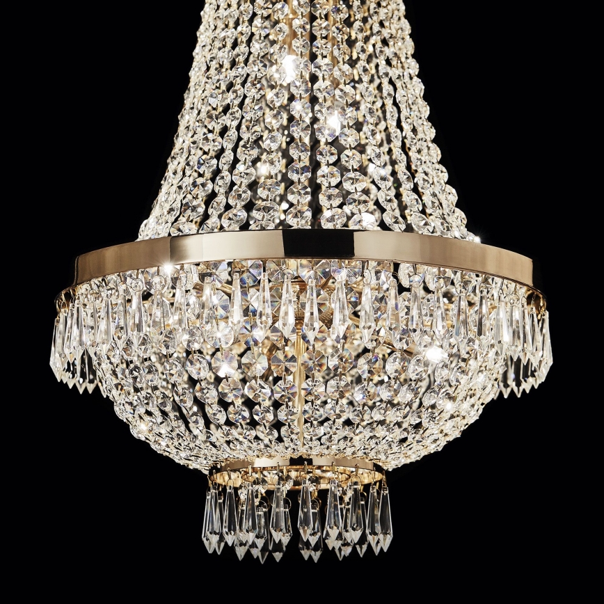 Ideal Lux - LED-Kristall-Kronleuchter an Kette CAESAR 6xG9/3W/230V d 38 cm golden