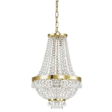 Ideal Lux - LED-Kristall-Kronleuchter an Kette CAESAR 6xG9/3W/230V d 38 cm golden