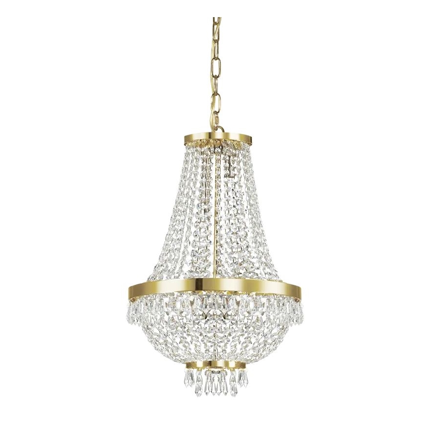 Ideal Lux - LED-Kristall-Kronleuchter an Kette CAESAR 6xG9/3W/230V d 38 cm golden