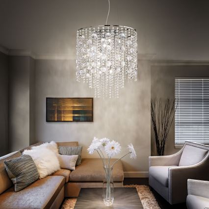 Ideal Lux - LED-Kristall-Kronleuchter an Aufhängung EVASIONE 10xG9/3W/230V d 51 cm glänzendes Chrom