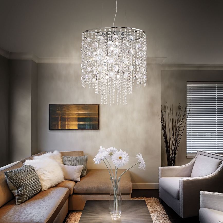 Ideal Lux - LED-Kristall-Kronleuchter an Aufhängung EVASIONE 10xG9/3W/230V d 51 cm glänzendes Chrom