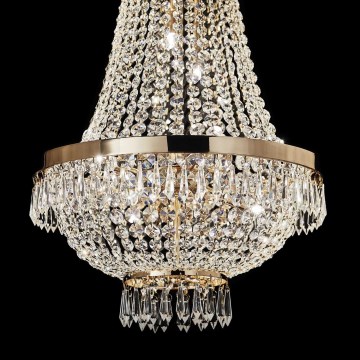 Ideal Lux - LED-Kristallkronleuchter an Kette CAESAR 9xG9/3W/230V d 45 cm golden
