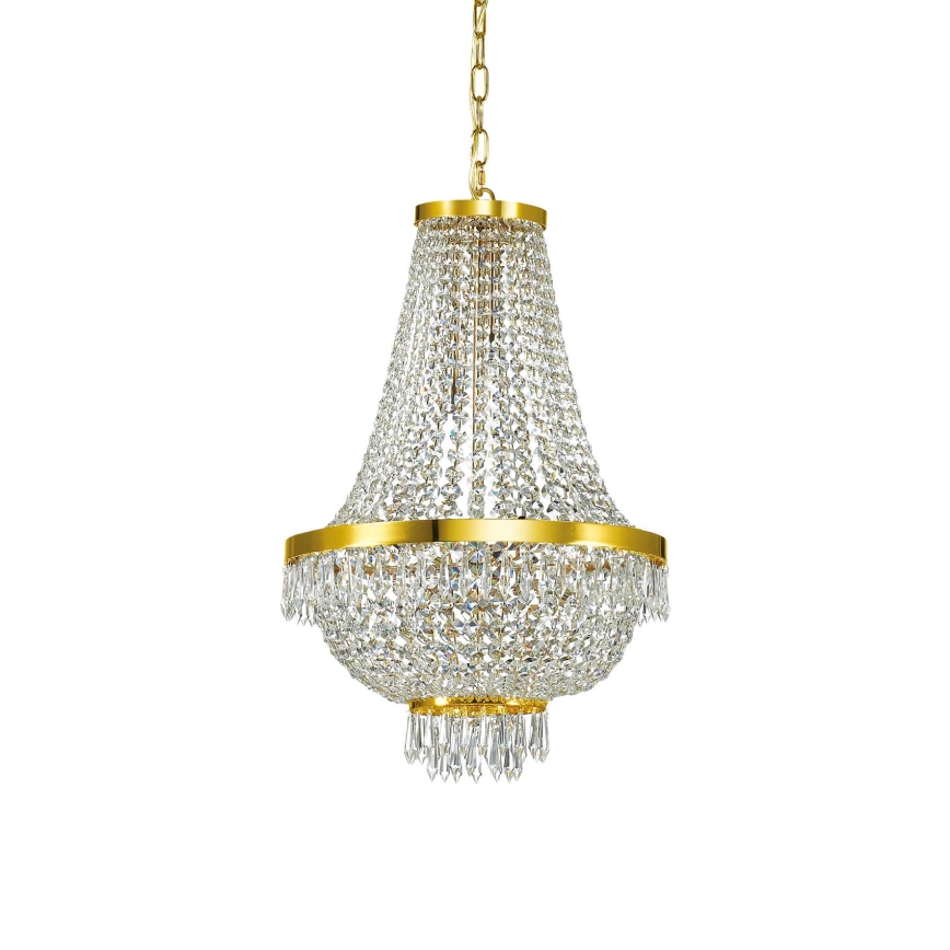 Ideal Lux - LED-Kristallkronleuchter an Kette CAESAR 9xG9/3W/230V Ø 45 cm goldfarben