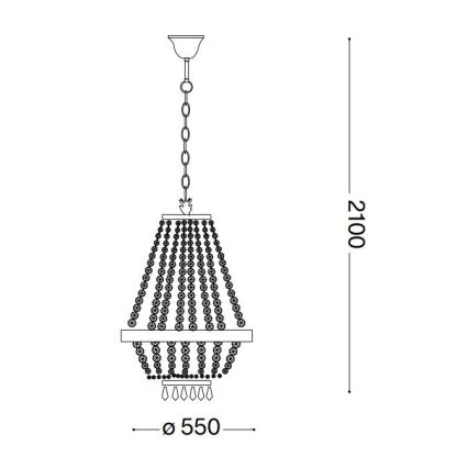 Ideal Lux - LED-Kristallkronleuchter mit Kette CAESAR 12xG9/3W/230V Durchmesser 55 cm, goldfarben