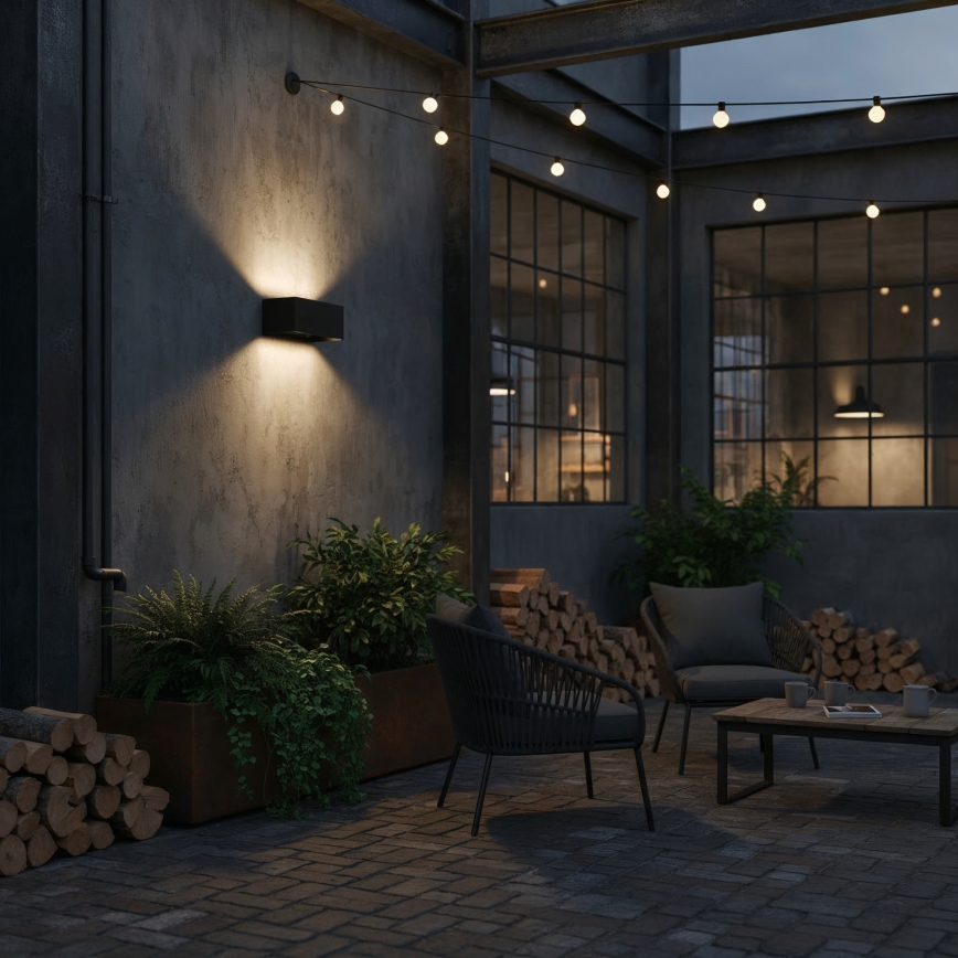 Ideal Lux - LED-Outdoor-Wandleuchte ATOM LED/25W/230V CRI 90 IP54 schwarz