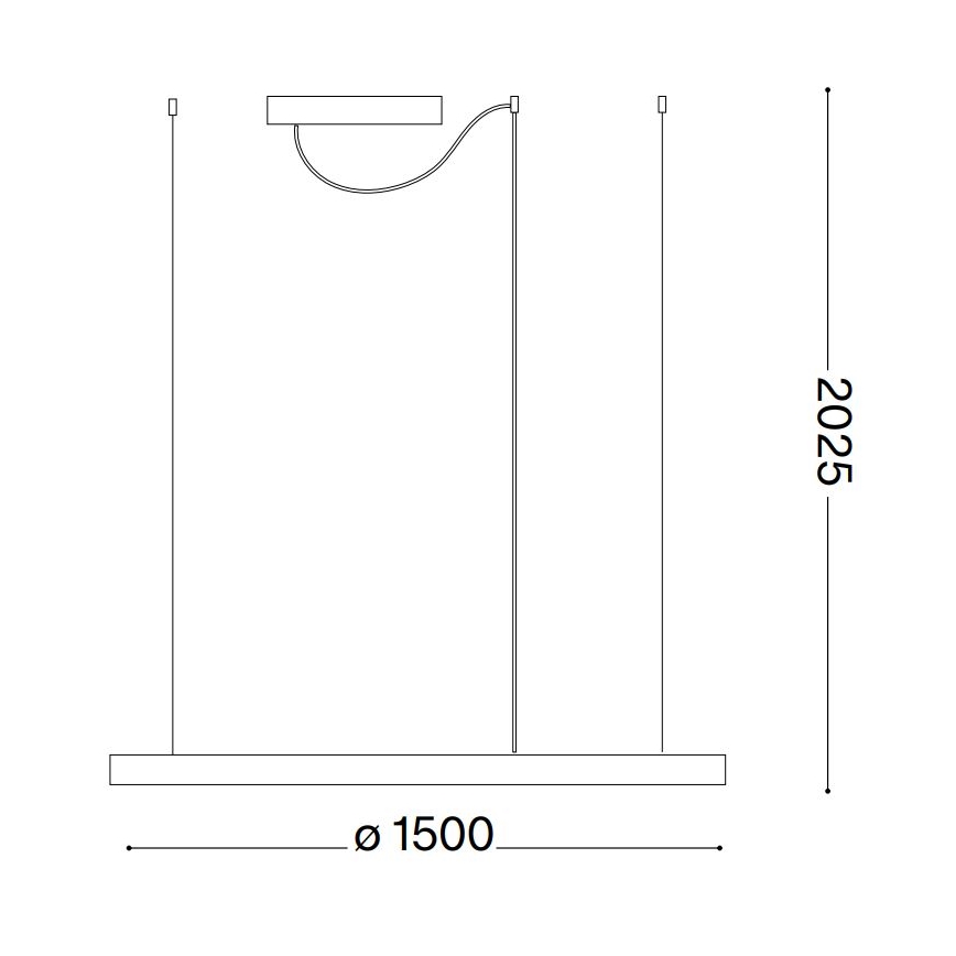 Ideal Lux - LED-Pendelleuchte mit Seilaufhängung ORACLE SLIM LED/83W/230V 4000K CRI 90 Ø 150 cm schwarz