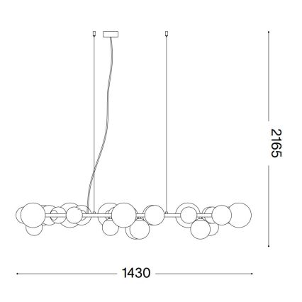 Ideal Lux - LED-Pendelleuchte an Stahlseil PERLAGE 30xG9/3W/230V 143 cm schwarz/rauchschwarz