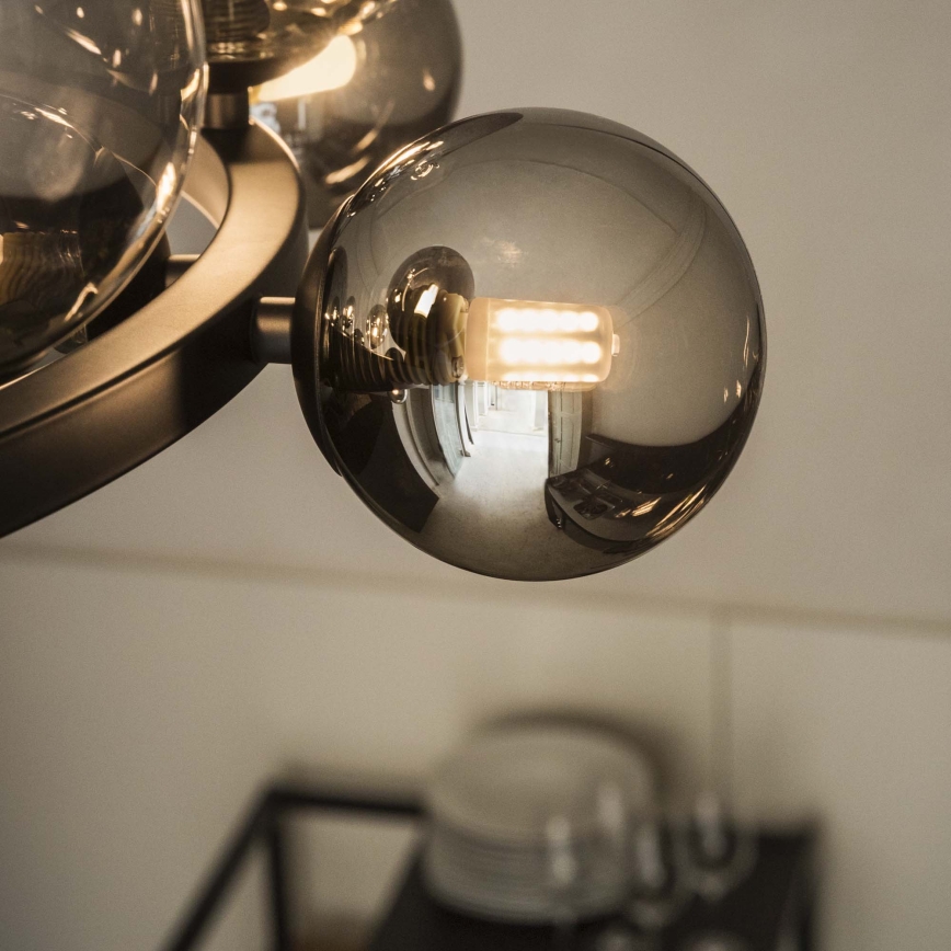 Ideal Lux - LED-Pendelleuchte an Stahlseil PERLAGE 30xG9/3W/230V 143 cm schwarz/rauchschwarz