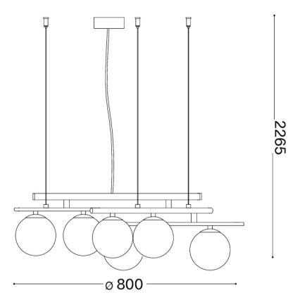 Ideal Lux - LED-Pendelleuchte an Kabel ATLAS 6xG9/3W/230V schwarz